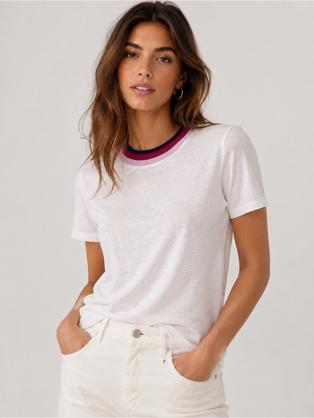 Zimmermann Linen Cotton Tee Size 2 | Lightweight Luxury Designer Top off-white